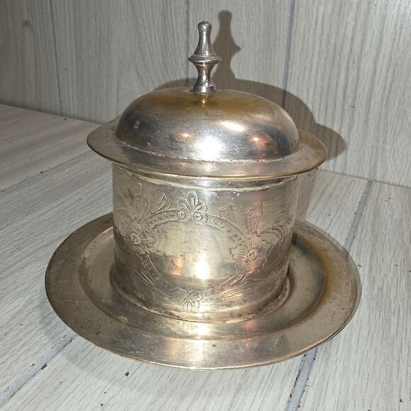 Vtg Handmade Engraved Silverplated Lided Trinket Box Iternational Silver Co - Picture 1 of 11